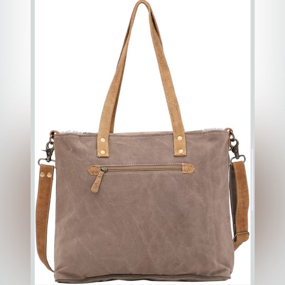Myra Bag Ace Upcycled Canvas & Cowhide Messenger Bag - Picture 2 of 14